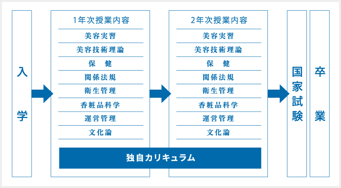 入学から国家試験、卒業までの流れ